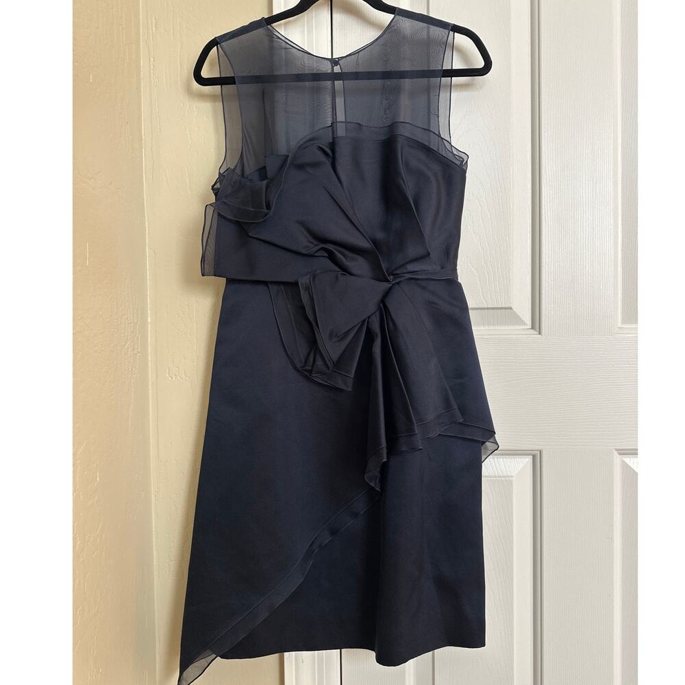 J. Mendel 100% Silk Cocktail Dress Sheer Illusion Neckline Bow Detail 6